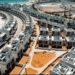 Aerial view of Danah Bay’s modern beachfront villas and townhouses on Al Marjan Island, Ras Al Khaimah.
