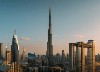 Panoramic view of Dubai skyline with luxury developments, symbolizing investment opportunities for Indian investors at Dubai Property Expo Delhi 2025.