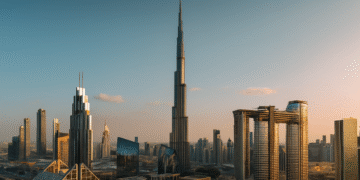 Panoramic view of Dubai skyline with luxury developments, symbolizing investment opportunities for Indian investors at Dubai Property Expo Delhi 2025.