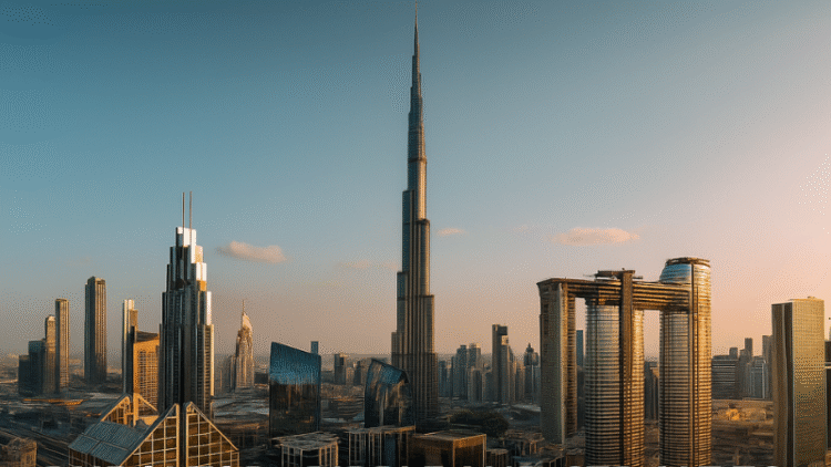 Panoramic view of Dubai skyline with luxury developments, symbolizing investment opportunities for Indian investors at Dubai Property Expo Delhi 2025.