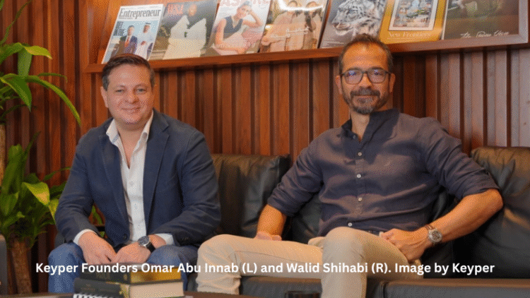 Keyper co-founders Omar Abu Innab and Walid Shihabi at their Dubai office, pioneers in UAE proptech innovation and digital property management.