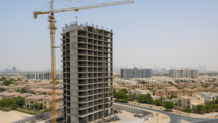 Treppan Tower by Fakhruddin Properties under construction in JVT, Dubai, offering smart homes ideal for Indian investors