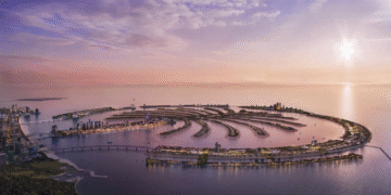 Aerial view of Palm Jebel Ali and eastern Dubai development zones highlighting the Dubai residential supply pipeline 2026–27.