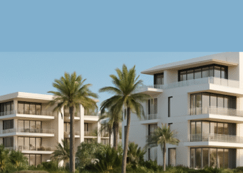 Aerial view of the upcoming Ashley Hills residential development in Arjan, Dubai, by TownX, featuring modern architecture and landscaped surroundings.