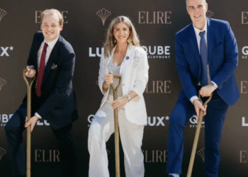 (L-R) QUBE Development Chief Executive Officer Mr Egor Molchanov, QUBE Development Project Director Ms Hala Adra and The Lux Collective Chief Executive Officer Mr Olivier Chavy at the Groundbreaking Ceremony.