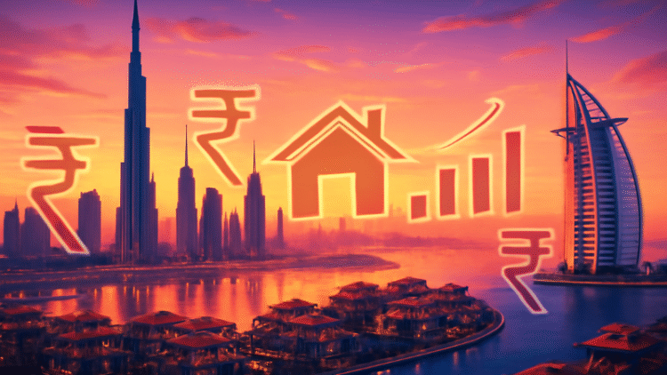 Dubai skyline showcasing modern residential buildings symbolizing NRI home loans and real estate investment opportunities for Indian buyers