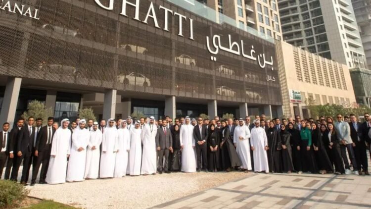 Binghatti Holding team during the international launch of Binghatti Skyblade in Downtown Dubai near Burj Khalifa Boulevard