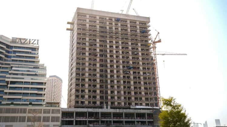 Construction progress at Azizi Creek Views III Dubai Healthcare City development in Dubai.