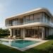 Futuristic luxury villa in Dubai with landscaped gardens and pool