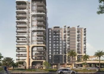 Yas Living residential development on Yas Island Abu Dhabi overlooking the canal with modern architecture and landscaped outdoor spaces.