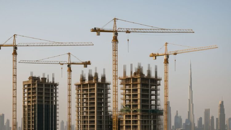 Dubai off-plan property construction cranes skyline