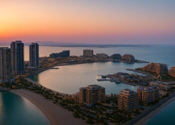 St. Regis Residences Dubai Islands aerial view showcasing waterfront luxury development by AVENEW and Marriott