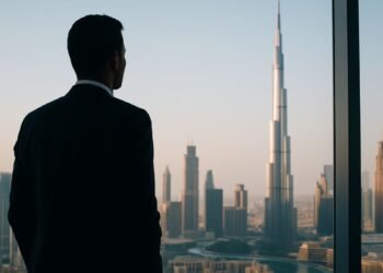 Business investor overlooking Dubai’s luxury skyline, symbolizing property investment opportunities.