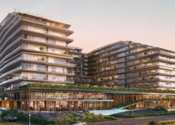 Palazzo Tissoli Design by Pininfarina on Al Marjan Island featuring Italian-inspired architecture, rooftop infinity pool, and panoramic sea views.