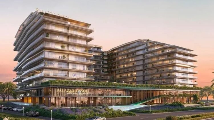 Palazzo Tissoli Design by Pininfarina on Al Marjan Island featuring Italian-inspired architecture, rooftop infinity pool, and panoramic sea views.