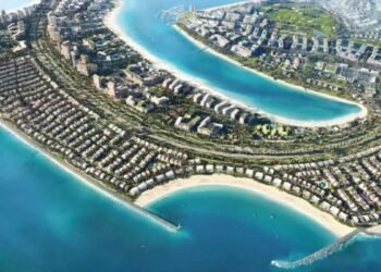 Bay Villas Dubai Islands waterfront villa community with roads and infrastructure works