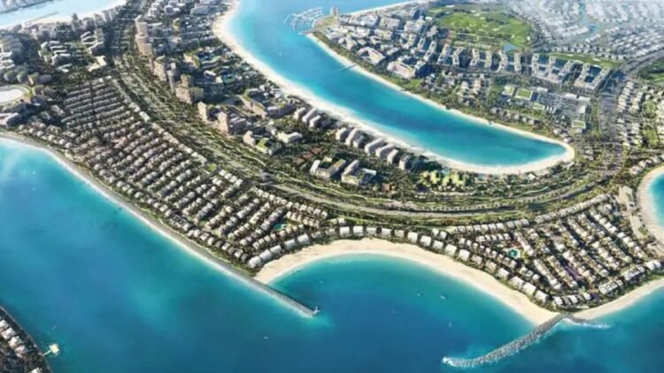 Bay Villas Dubai Islands waterfront villa community with roads and infrastructure works