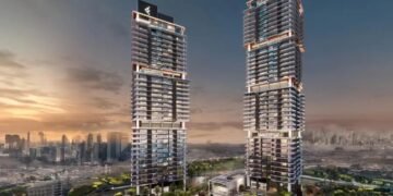 Mercer House Uptown Dubai twin towers by Ellington Properties featuring modern architecture, skyline views, and luxury lifestyle amenities.