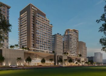Azizi Leily residential tower in Al Jaddaf Dubai with views of Dubai Creek and skyline.