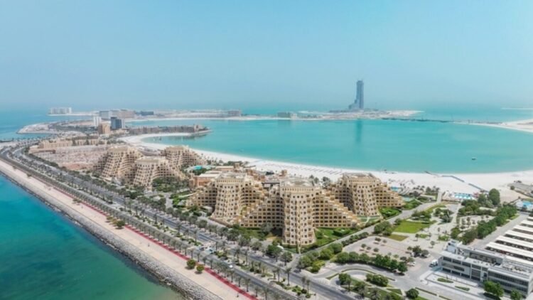 Aerial view of La Mazzoni Al Marjan Island construction site in Ras Al Khaimah.