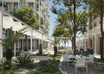 RAK waterfront mixed-use development ENTA Mina residential tower with coworking spaces on Ras Al Khaimah coastline by HIVE and RAK Properties