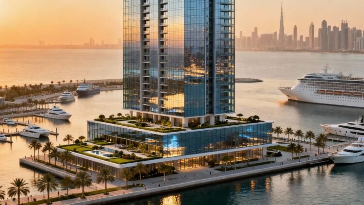Dubai Maritime City luxury apartments Il Vento 40-floor residential tower by KORA Properties with Arabian Gulf waterfront views and marina access