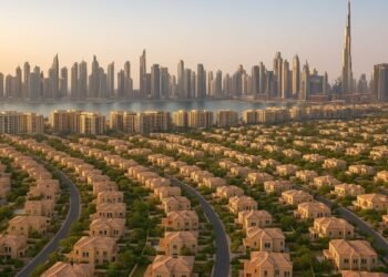 Dubai residential communities and skyline showing villa neighbourhoods and apartment clusters across key districts.
