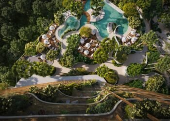 Kanyon residences at Dubai Maritime City overlooking waterfront skyline