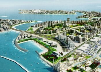 Aerial view of St. Regis Residences Dubai Islands launch site on Nakheel's beachfront masterplan.