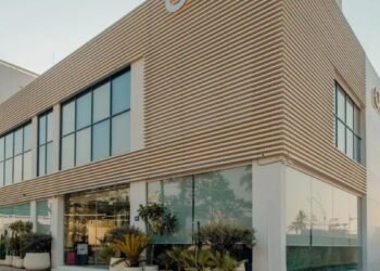 Aerial view of Bayn coastal community Ghantoot between Dubai and Abu Dhabi