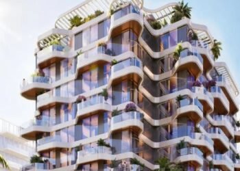 erial view of Helvetia Marine, premium Dubai Islands waterfront development by DHG Properties, featuring low-rise residences, infinity pool, and coastal amenities.​