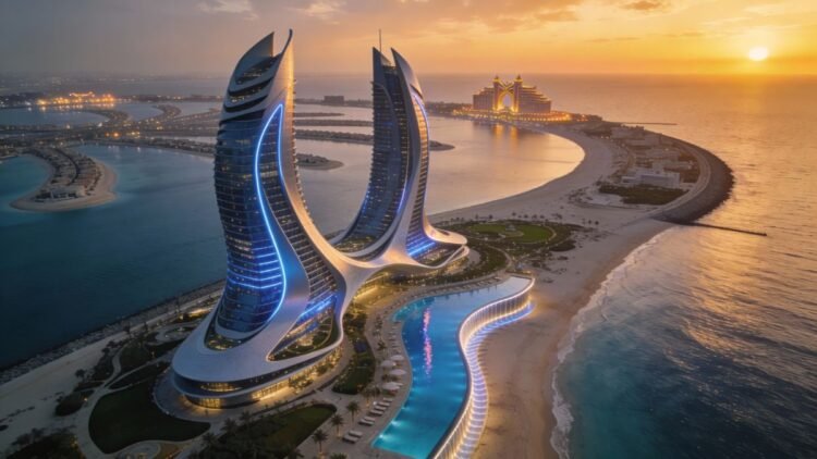 Elevated Hudayriyat Island luxury villas by Modon on man-made hills in Abu Dhabi