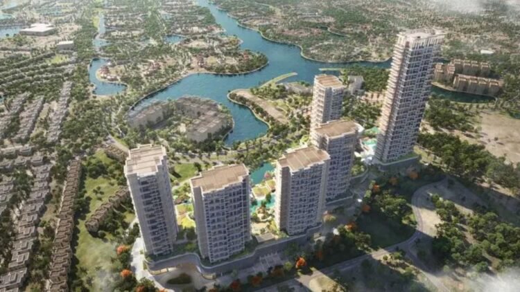 West Residence construction site at Serenia District Jumeirah Islands by Palma Development.