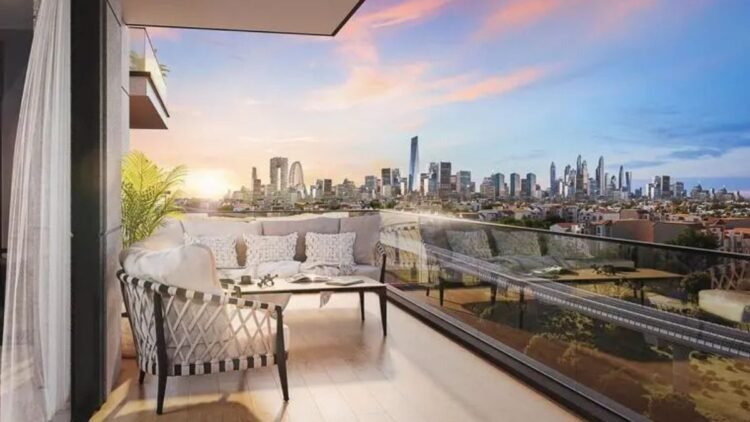 Nabni Avenue 7 construction Al Furjan Dubai site with 12-storey mid-rise building progress