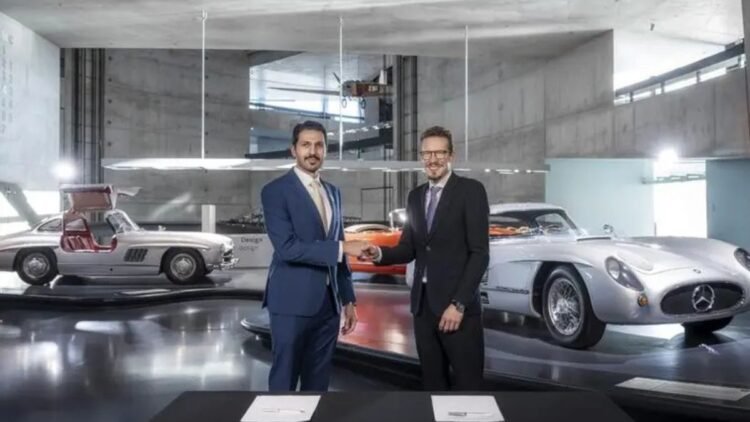 Aerial view of Mercedes-Benz Places Binghatti City in Dubai Meydan masterplan rendering.