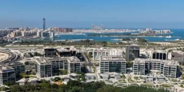 Aerial view of Innovation Hub Phase 4 supporting Dubai Internet City office expansion.