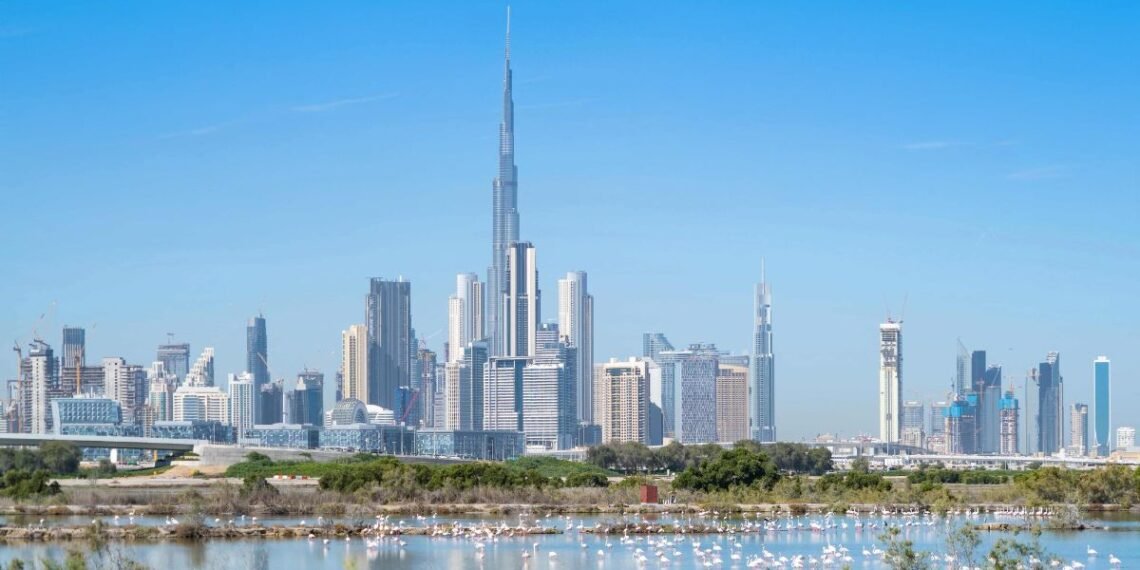 Motor City Dubai skyline with planned Grade A office buildings near Dubai Autodrome