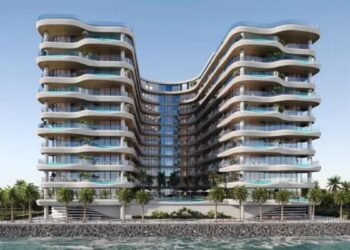 Waterfront view of Al Marjan Island highlighting Al Marjan Island branded residences and resort-linked residential development.