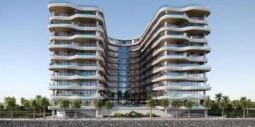 Waterfront view of Al Marjan Island highlighting Al Marjan Island branded residences and resort-linked residential development.