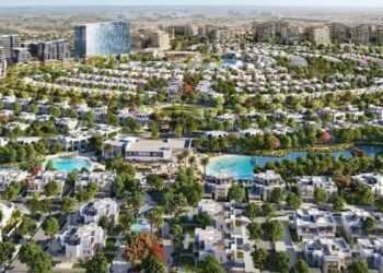 Dubai South construction near Al Maktoum Airport showing Dubai South project construction contract activity