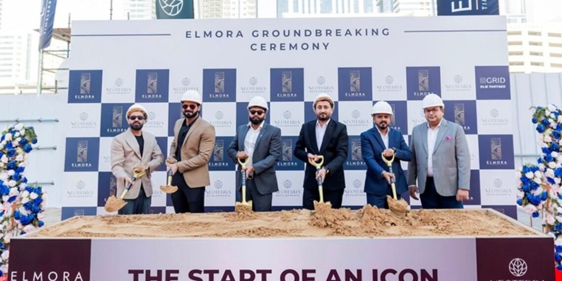 Neoterra ELMORA Dubai launch construction site near DIFC corridor in central Dubai