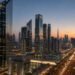 Grade A office towers along Sheikh Zayed Road illustrating the Dubai office space shortage in Business Bay and DIFC at dusk