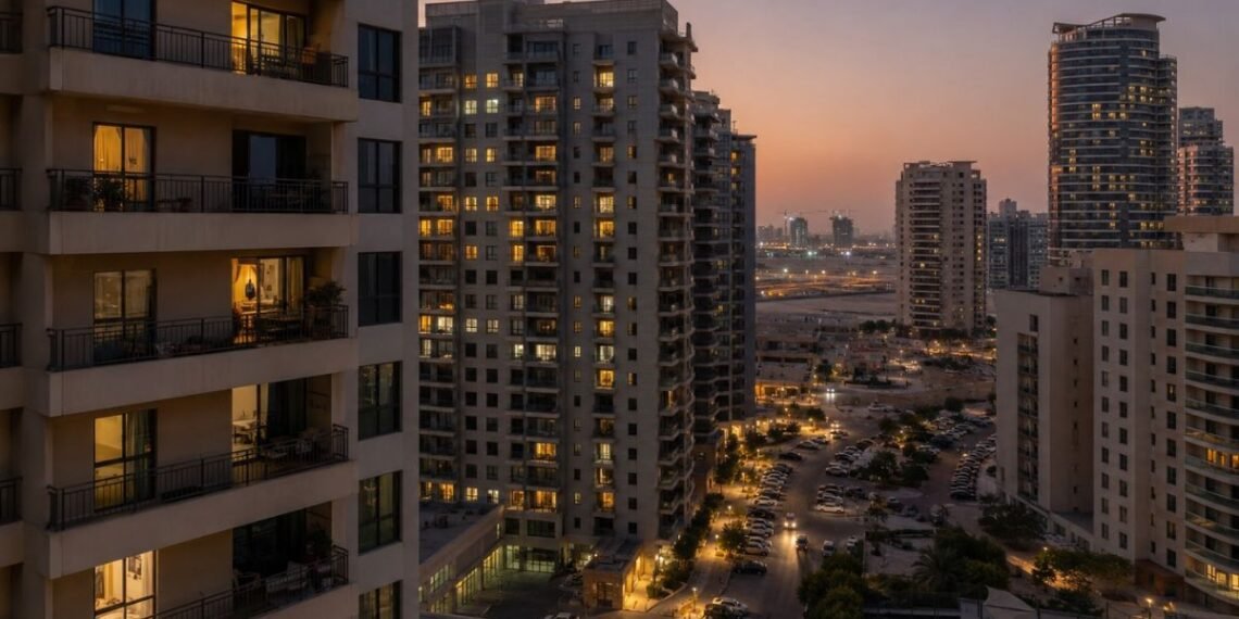 Dubai residential skyline at dusk illustrating shifting Dubai rental yields as apartment rents cool in 2026