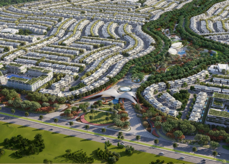 Townhouse clusters under construction at the Azizi Florence Sharjah masterplan in Umm Fanain
